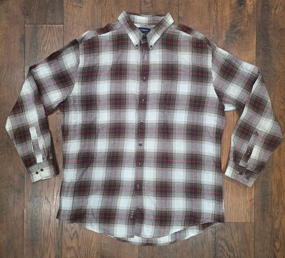 Croft & Barrow Brown Plaid Long Sleeve Button-Down Flannel Shirt XXL